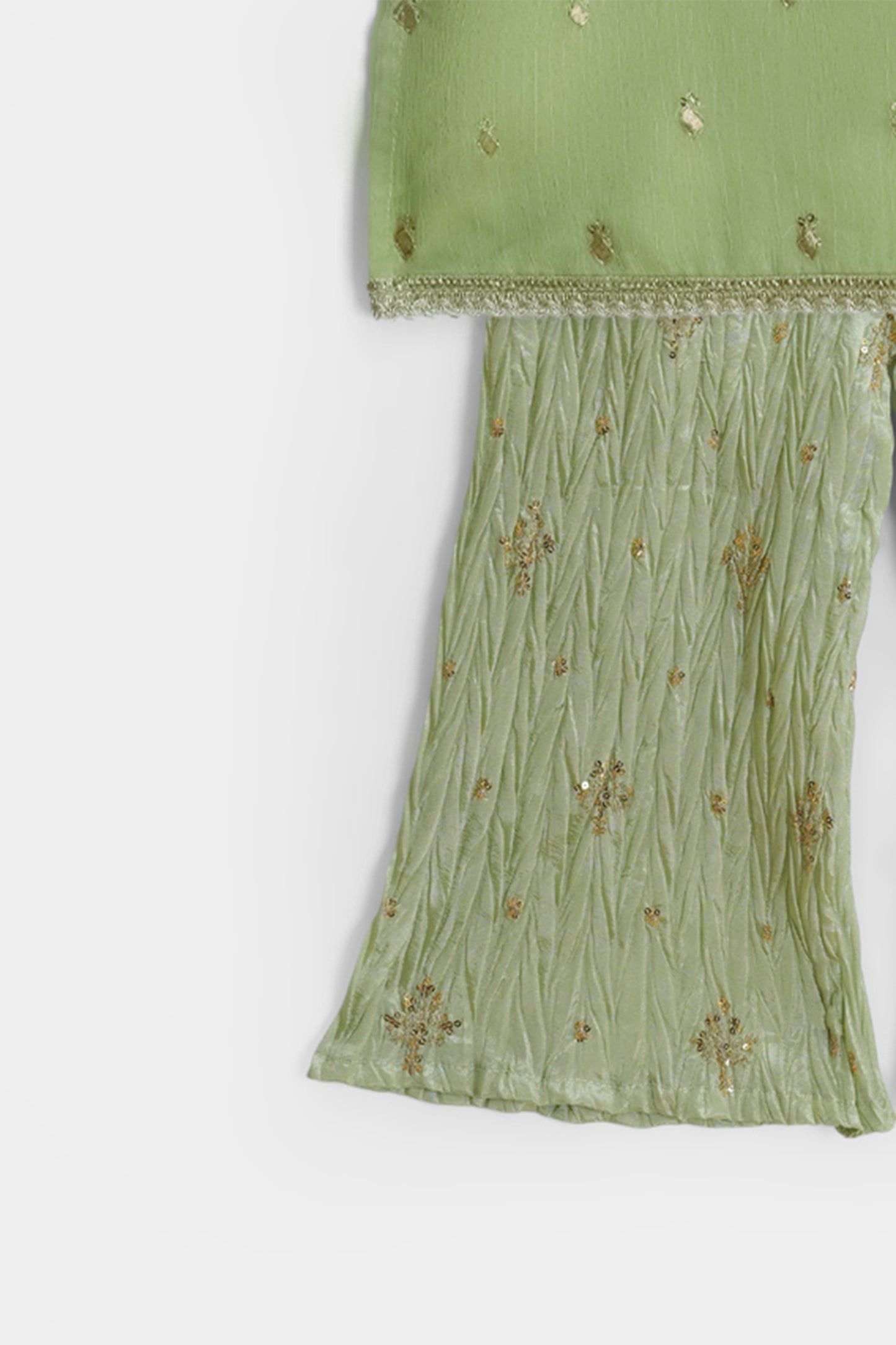 Green Kurta with Flare Bottom