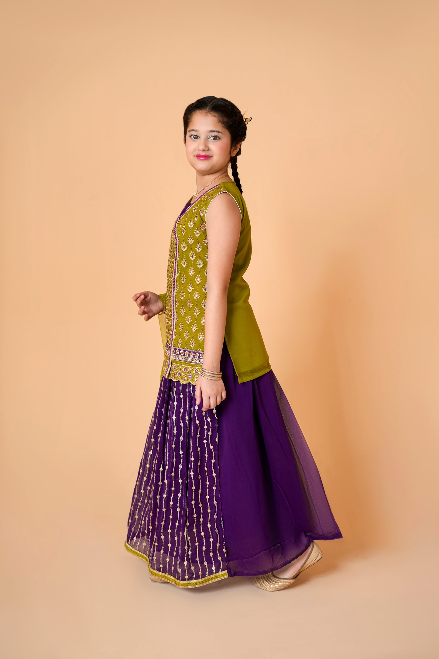 Green & Purple Lehenga