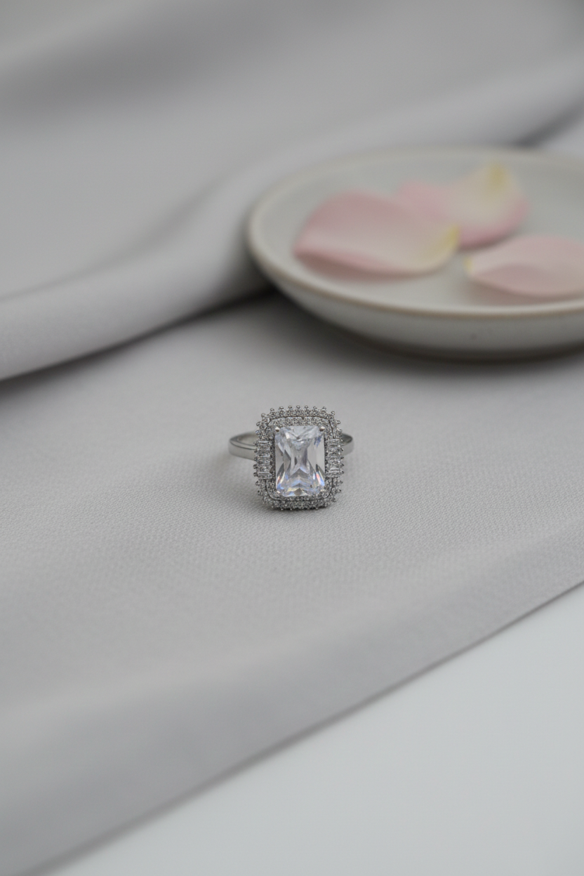 Square White Ring