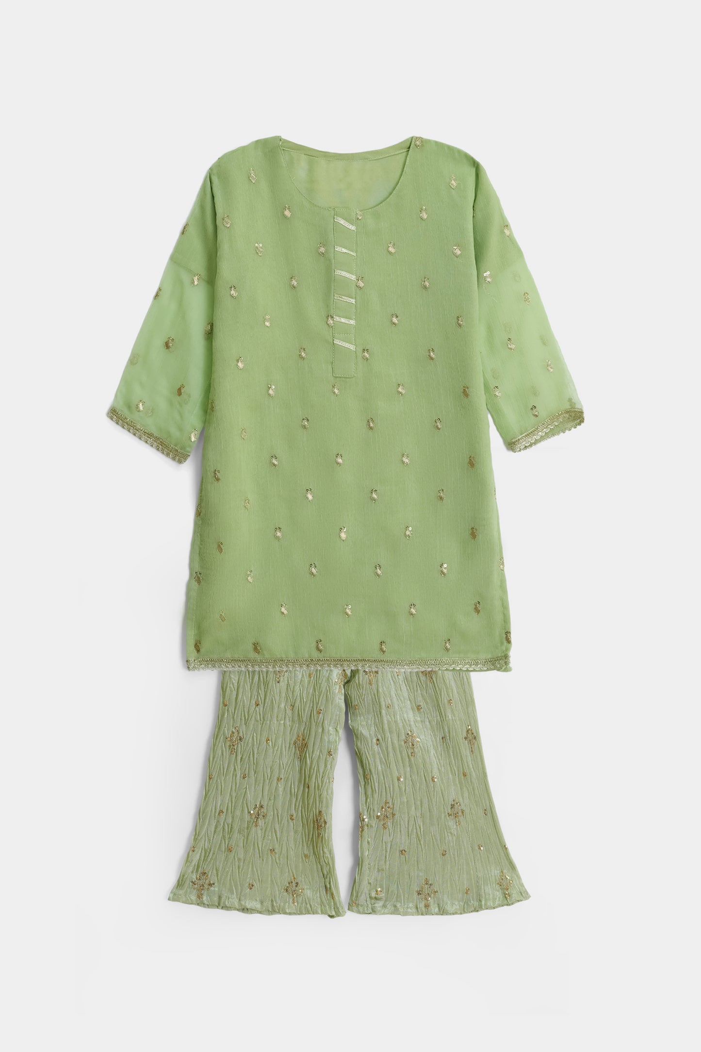 Green Kurta with Flare Bottom