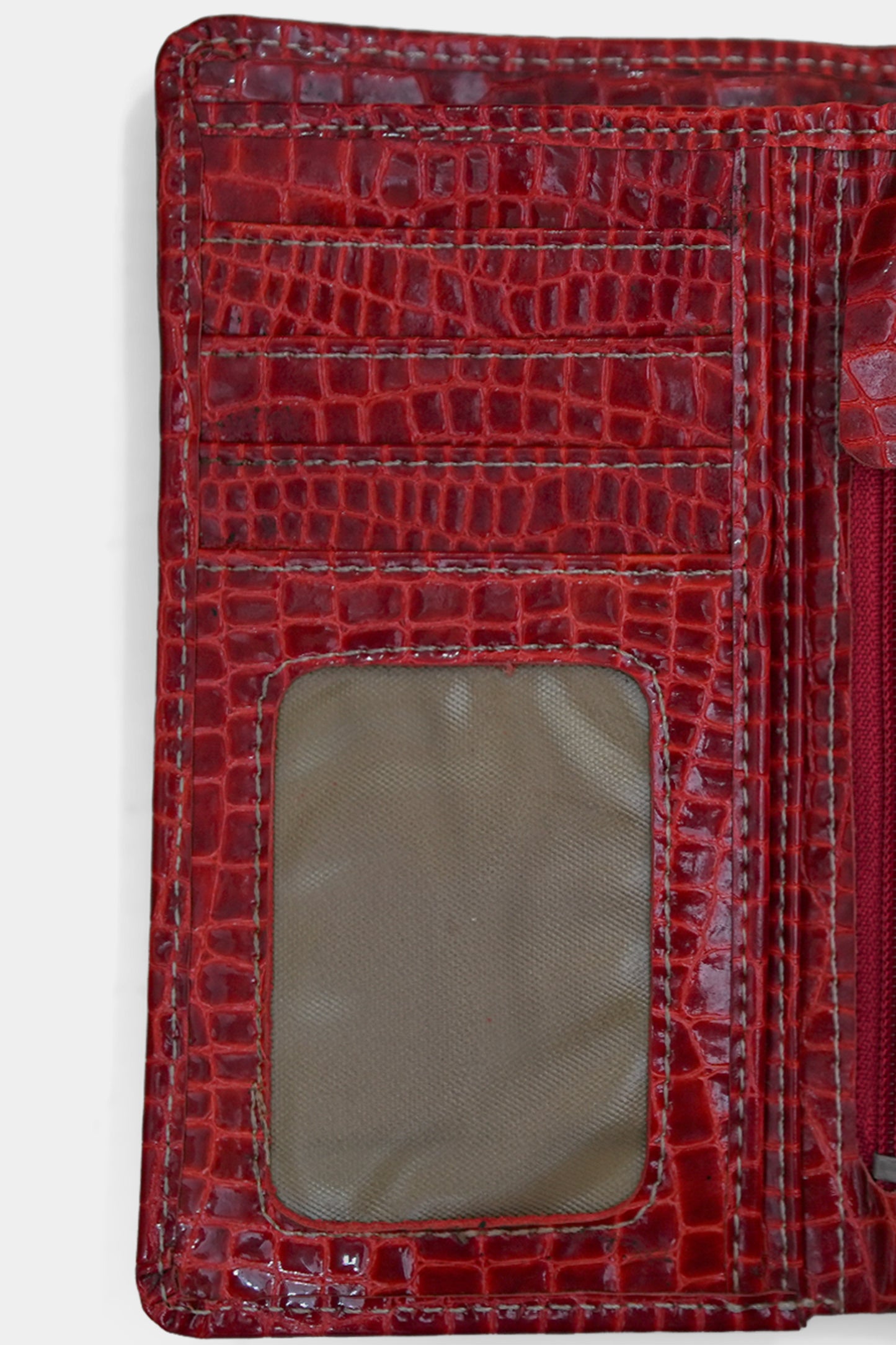 Red Leather Bifold Wallet