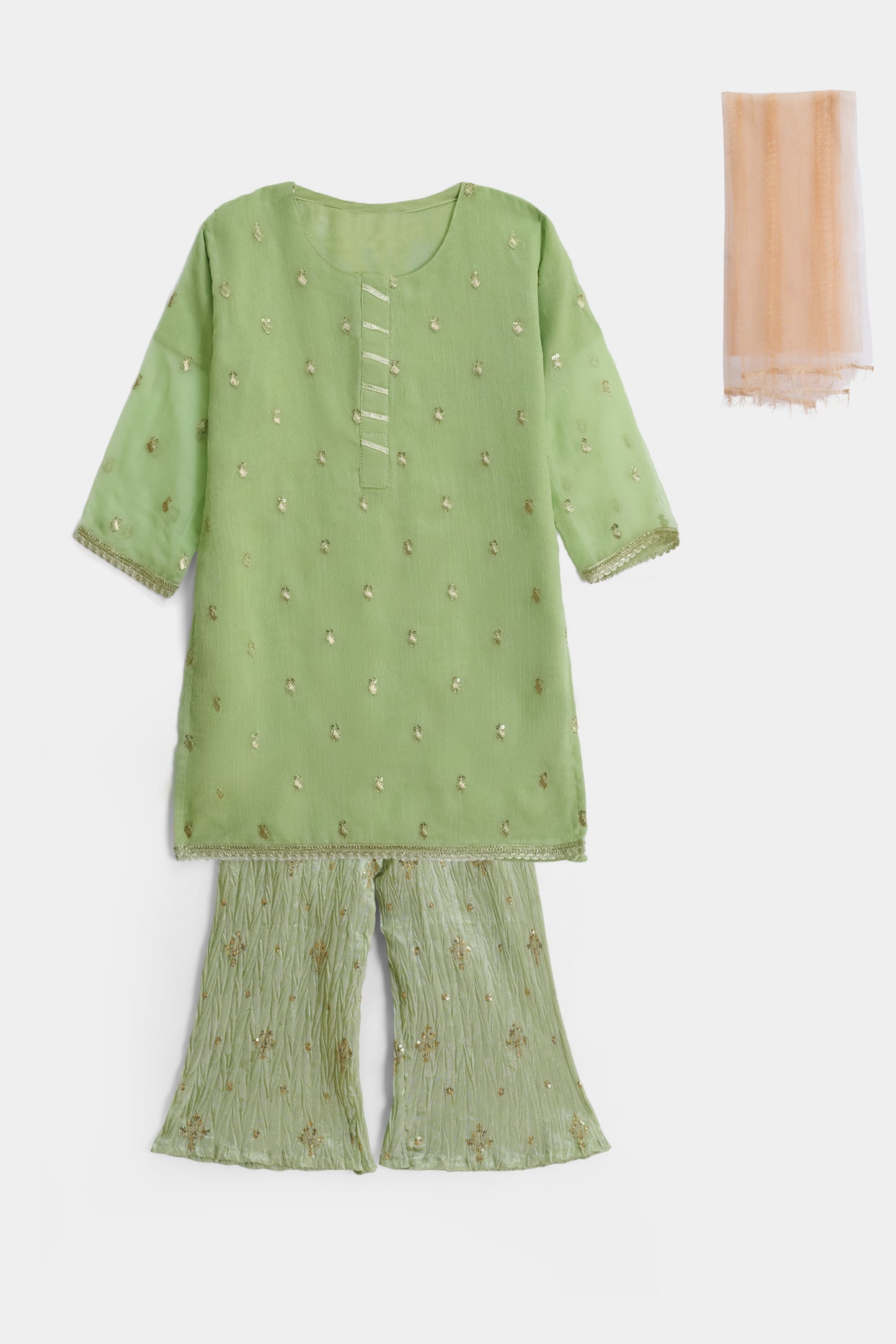 Green Kurta with Flare Bottom