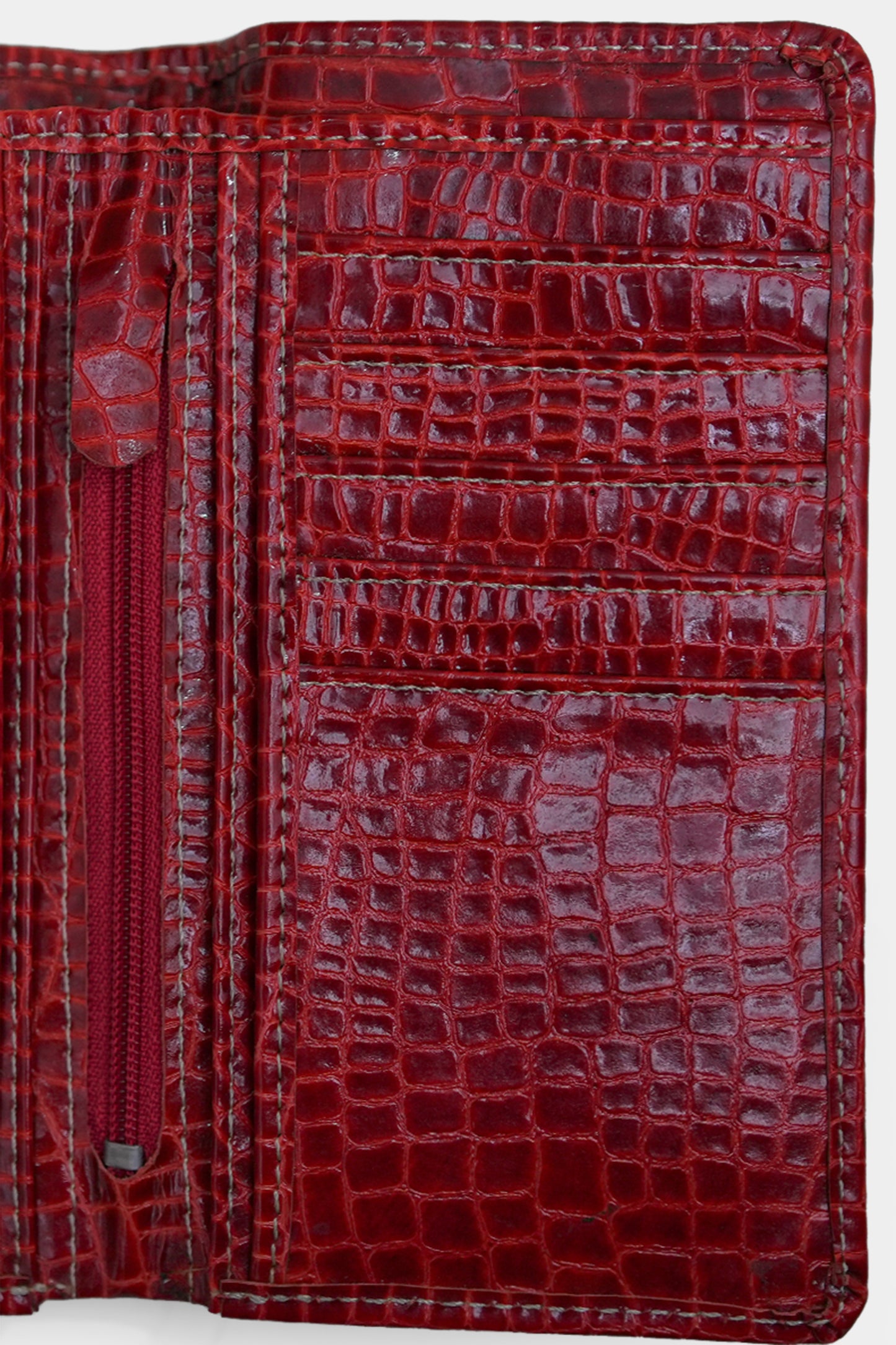 Red Leather Bifold Wallet