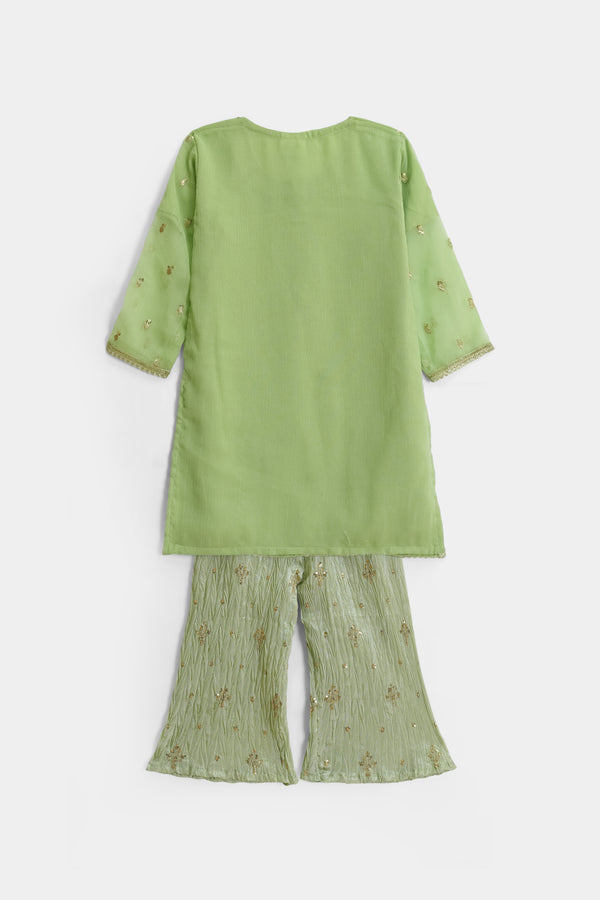 Green Kurta with Flare Bottom