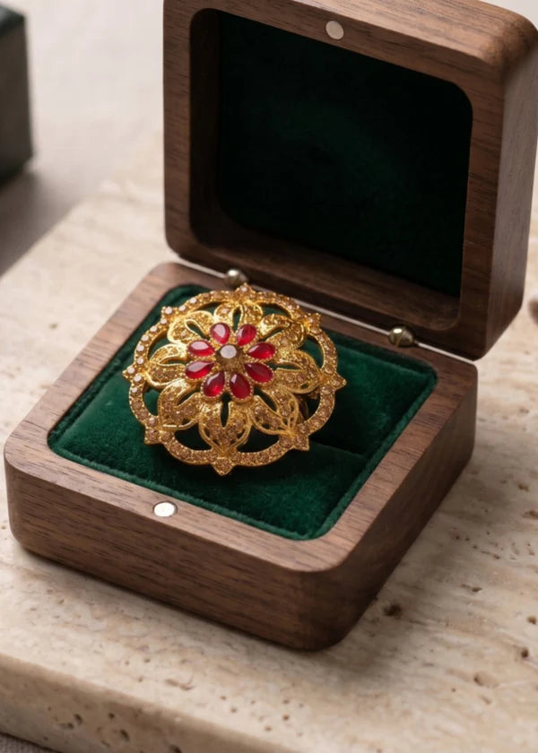 Red Golden Stone Ring