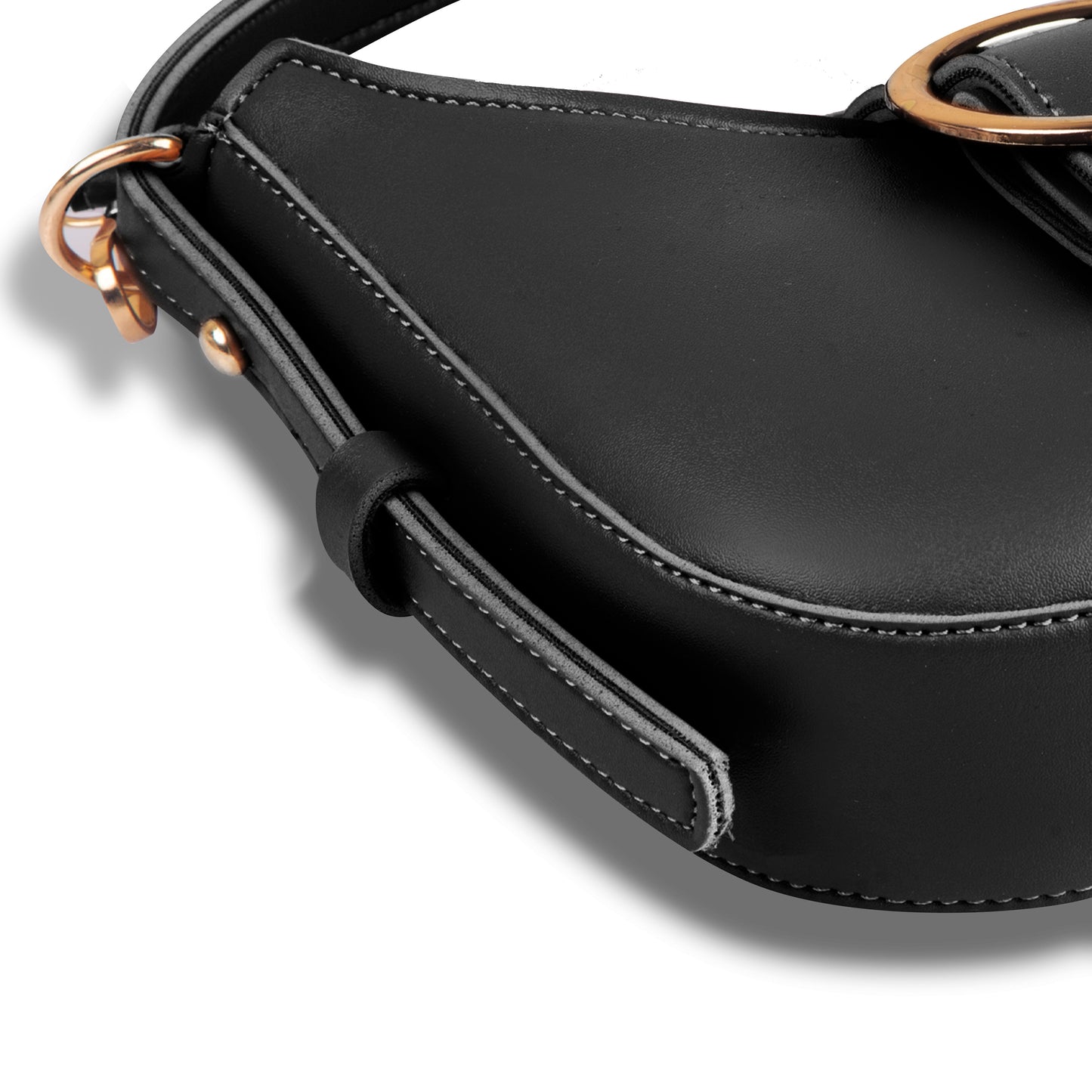 Black Faux Leather Shoulder Bag