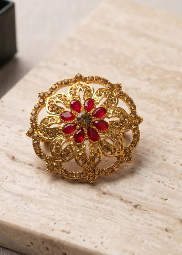 Red Golden Stone Ring