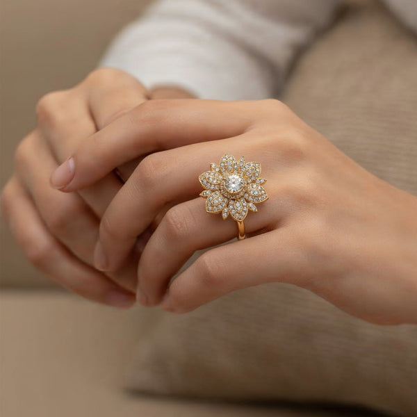Center Stone Flower Ring