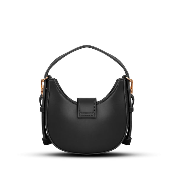 Black Faux Leather Shoulder Bag